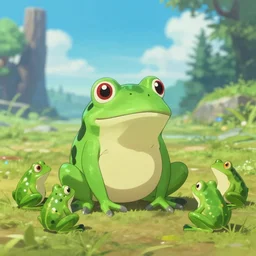 frog made out of other frogs, wes anderson, screenshot from pokemon sword and shield