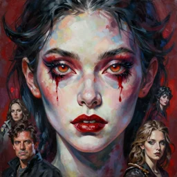 rebecca ferguson painting, highly detailed, demonic eyes, cinematic, 8 k, by stanley artgerm, tom bagshaw, greg rutkowski, carne griffiths, ayami kojima, beksinski, trending on deviantart, hyper - detailed, horror, full of color,
