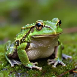 photography portrait of a frog with electric skin