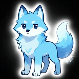 a cute cyberpunk anthropomorphic wolf with light blue fur and a fluffy tail, comic art, trending on furaffinity, cartoon, kawaii, backlighting, furry art!!!, cel shading, concept art, lineless