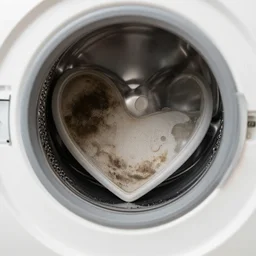 washing machine heart with dirty shoe inside