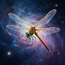 a legendary magical dragonfly , digital art , trending on artstation , highly detailed , space nebula background