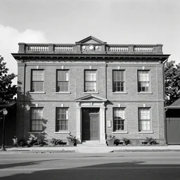 a black and white photo of an old building by Dorothea Lange, featured on flickr, northwest school, 1920s, 1970s, 1990s