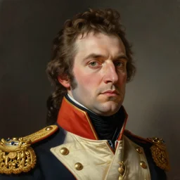 portrait of a napoleonic admiral, male, detailed face, fantasy, highly detailed, cinematic lighting, digital painting by craig mullins