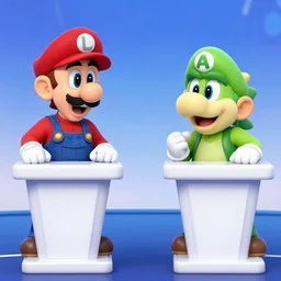 a presidential debate between luigi and waluigi