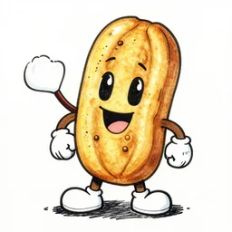 tater tot mascot ink drawing