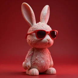 rabbit groot as marble statue, red sunglasses, in red background, soft red texture, red realistic 3 d render, high red lights, 4 k, high detailed photography red, 5 0 mm lens, rich red colors, smooth gradients, depth of field, cinematic