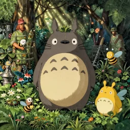 garden of earthly delights by studio ghibli, totoro, beeple, hieronymus bosch
