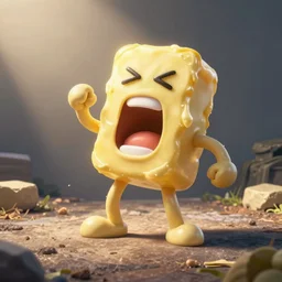 cartoon stick of butter screaming in pain