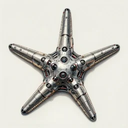 robotic starfish machine in the ocean silverpipes, wires, detailed illustration, concept art, muted colour palette, highly detailed, high contrast, strong lighting