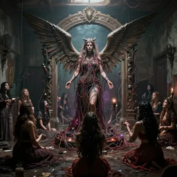 10,100 wemon worshipping the cybercore dragon angel pimp covered in wires damnatione emerging from cybercore damnation hell portal in the middle of my digusting dirty room, holy ceremony, heavens gate, low quality photo, flikr