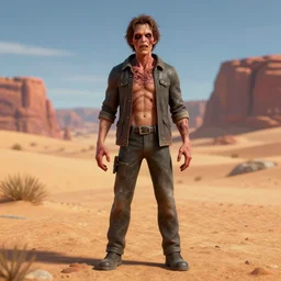 creepy uncanny valley full length portrait of a badly 3 d modeled man posing in a desert, rendered in bryce 3 d and daz, art by chris - chan, xavier renegade angel, very ugly, ray - tracing, vibrant color, depth of field, cinematic lighting, sharp focus, rule of thirds, extremely hated on artstation