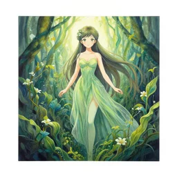 fairy princess of the kelp forest. gouache painting by award - winning mangaka, chiaroscuro, bloom, backlighting, intricate details