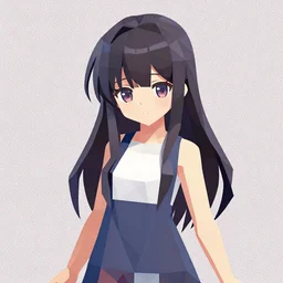 low poly anime girl,!!!! ps 1 graphics!!!!, dithering