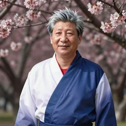 xi jinping wearing an akatsuki robe, bloom, dramatic lighting