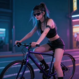 cyberpunk girl on bike