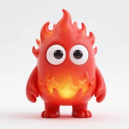 a red monster made out of lava and fire with big cartoon eyes 3 d