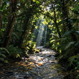 river of light in a tropical rainforest