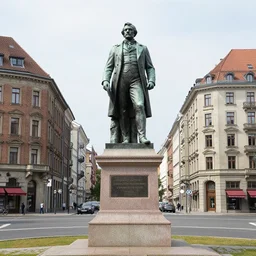 a statue of otto von bismarck in the middle of a city square in america.