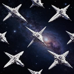 brutalist starships in a pattern against a field of stars and galaxies. digital art, artgerm, trending on artstation. 4 k.