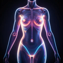 3 d neon art of a womens body, amazing detail