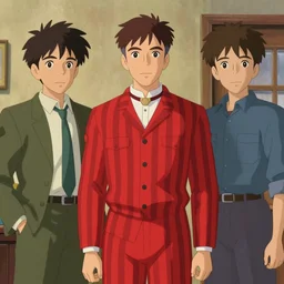 Twin Peaks artwork by Michael Whelan, Bob Larkin and Tomer Hanuka, of a solo individual portrait of Channing Tatum wearing a 1920s red striped outfit, dapper, simple illustration, domestic, nostalgic, full of details, by Makoto Shinkai and thomas kinkade, Matte painting, trending on artstation and unreal engine