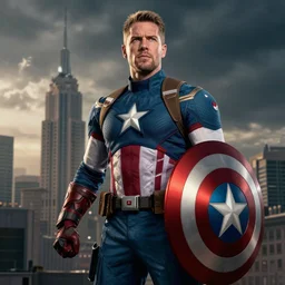 “A still of Tony Hawk as Captain America in Marvel’s Avengers”