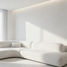 bright white zen livingroom with walls made of smooth koral by zaha hadid, up close shot, sharp focus, global illumination, radiant light, irakli nadar, octane highly render, 4 k, ultra hd,