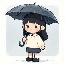 cute girl in the rain under an umbrella, by wlop, concept art, poster