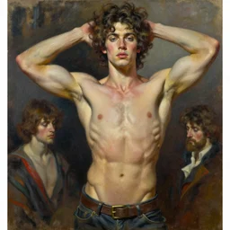 the ultimate gigachad Queen, beautiful woman with muscles, trending on artstation, oil on canvas by J. C. Leyendecker and Edmund Blair Leighton and Charlie Bowater octane render
