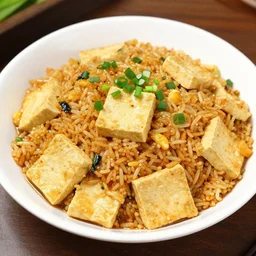a photograph of the new tofu fried rice, chinese dish from my local chinese restaurant, cooked to perfection, food photography