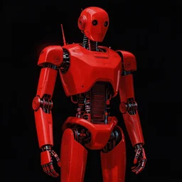 r. o. b. robot in the style of beksinski, red, black, vibrant, chiaroscuro, high detail, perfect artwork, clean lines