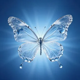 water droplets water transparent water butterfly water translucent butterfly water butterfly water outline water drops water ripples water chaos. studio lighting, blue radial gradient background 3 8 4 0 x 2 1 6 0, 8 k, 4 k, raytrace