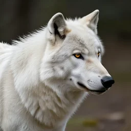 a realistic white wolf head seen from the side, fantasy art, art by collin bogle