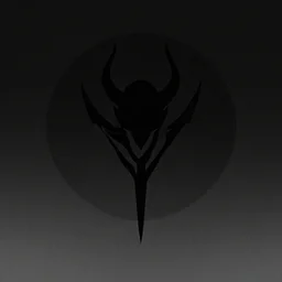 1 : 1 hyper illustration, album artwork, analogous texture, dark and desaturated colours, futuristic year 4 0 0 0, centered design, minimal features, large dark gradients, contrasting colours, low colour, satanic, devil, music, minimalist satanic logo