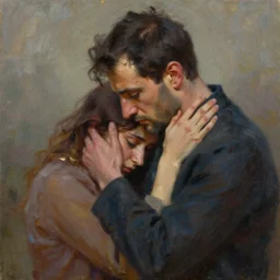 sadness, love, cinematic shot, oil painting by jama jurabaev, extremely detailed, brush hard, artstation, for aaa game, high quality, brush stroke