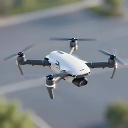 a photo of a futuristic drone toy flying away