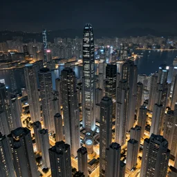 megacity, hive city, kowloon walled city, futuristic, dystopia, night time, matte painting, in style of Fenghua Zhong