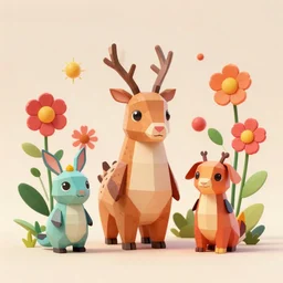 low poly, pixar, un surreal hybrid animals, nostalgia for a fairytale, magic realism, flowerpunk, mysterious vivid colors by andy kehoe and amanda clarke en un mundo de gediminas pranckevicius, zdzisław beksinski y lisa frank