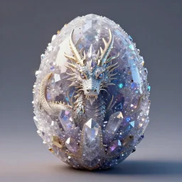a beautiful distinct mystical dragon creature egg with many details, crystalized, geode, crystals. symmetrical. game asset, octane render, award winning render, depth of field, artstation, deviantart 8 k