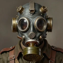 a close up illustration of an wwi soldier wearing an impossible elaborate majestic cybernetic steampunk gas mask, symmetrical, 8 k, highly detailed, digital painting, by gustave dore, ken kelly, frazetta