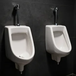 approximately 1 2 urinals in a dark room, realistic, photoreal high detail