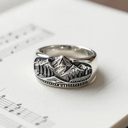 a silver ring design inspired on mountains and nature, based on the muiscas, sketch on paper