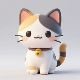 a cute kawaii nendoroid calico cat, 3 d render, octane, weta, ilm