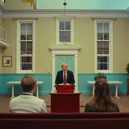 a shot from a movie on a large language model, directed by wes anderson