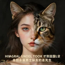 person with a half human face and half cat face