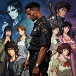 bobby shmurda!! wearing uniform, holding pistol at side, side view, looking down | | audrey plaza, fine detail!! anime!! realistic shaded lighting!! poster by ilya kuvshinov katsuhiro otomo ghost - in - the - shell, magali villeneuve, artgerm, jeremy lipkin and michael garmash and rob rey