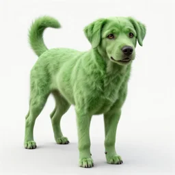 a green dog, realistic, detailed