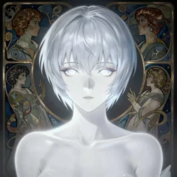 portrait of Ayanami Rei, glowing white skin, fantasy, intricate, elegant, dramatic lighting, emotionally evoking symbolic metaphor, highly detailed, lifelike, photorealistic, digital painting, artstation, concept art, smooth, sharp focus, illustration, art by John Collier and Albert Aublet and Krenz Cushart and Artem Demura and Alphonse Mucha