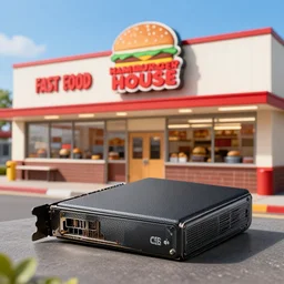 Hamburger House in Fast Food Land, Realistic, HDR, Clear Image, HDD, RTX ON,